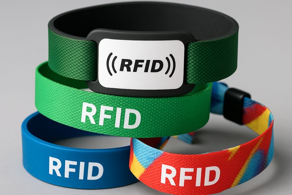 A selection of different types and styles of RFID Wristbands